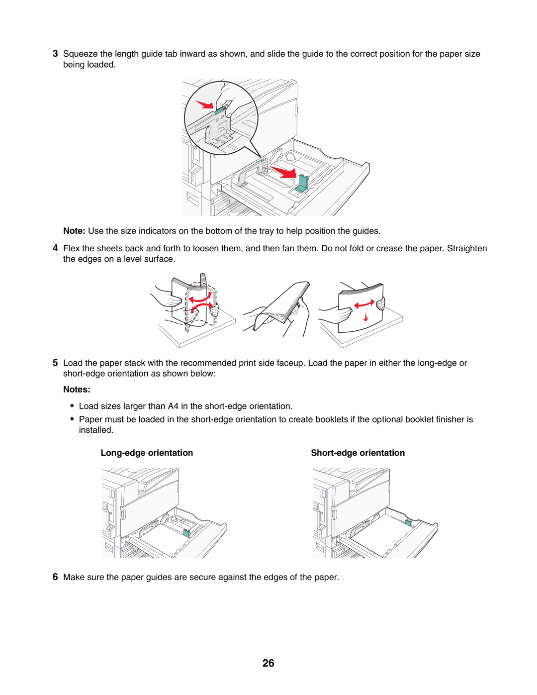 Lexmark C935 manual Long-edge orientation Short-edge orientation 