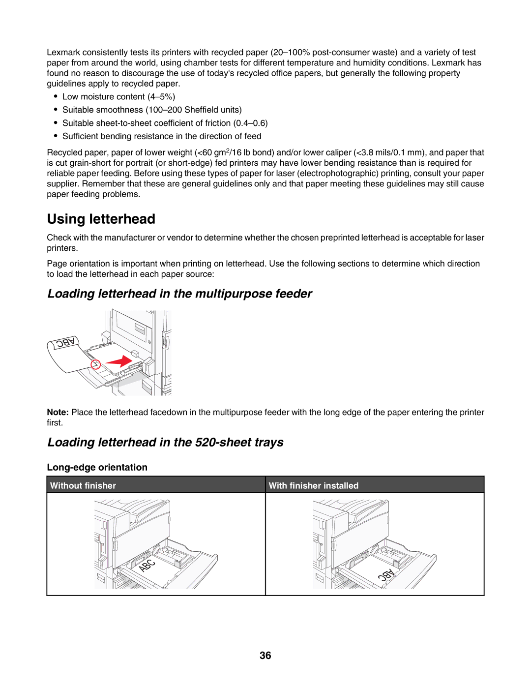 Lexmark C935 manual Using letterhead 