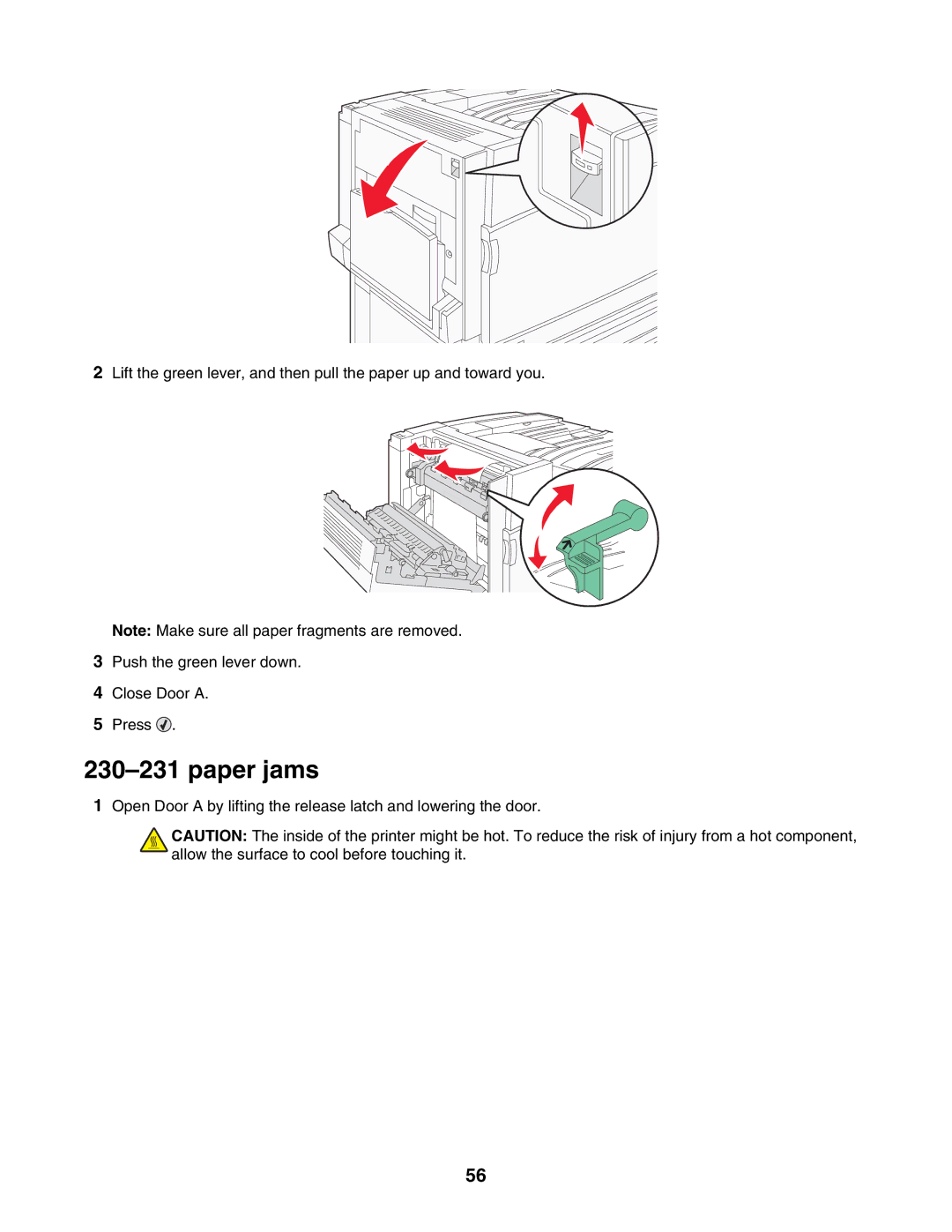 Lexmark C935 manual Paper jams 