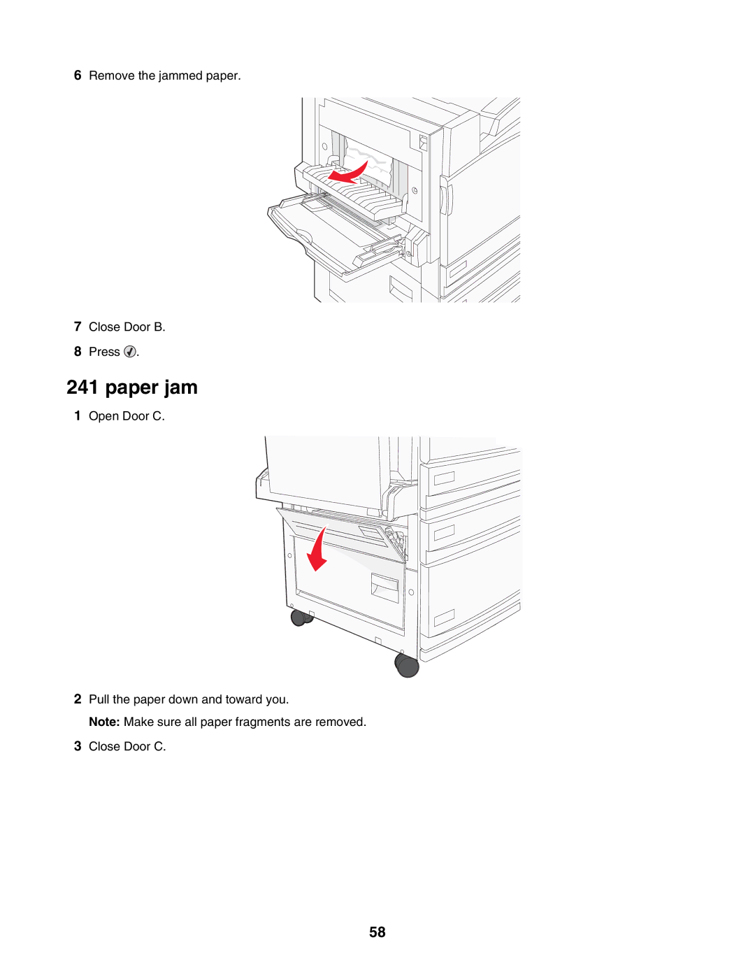 Lexmark C935 manual Paper jam 