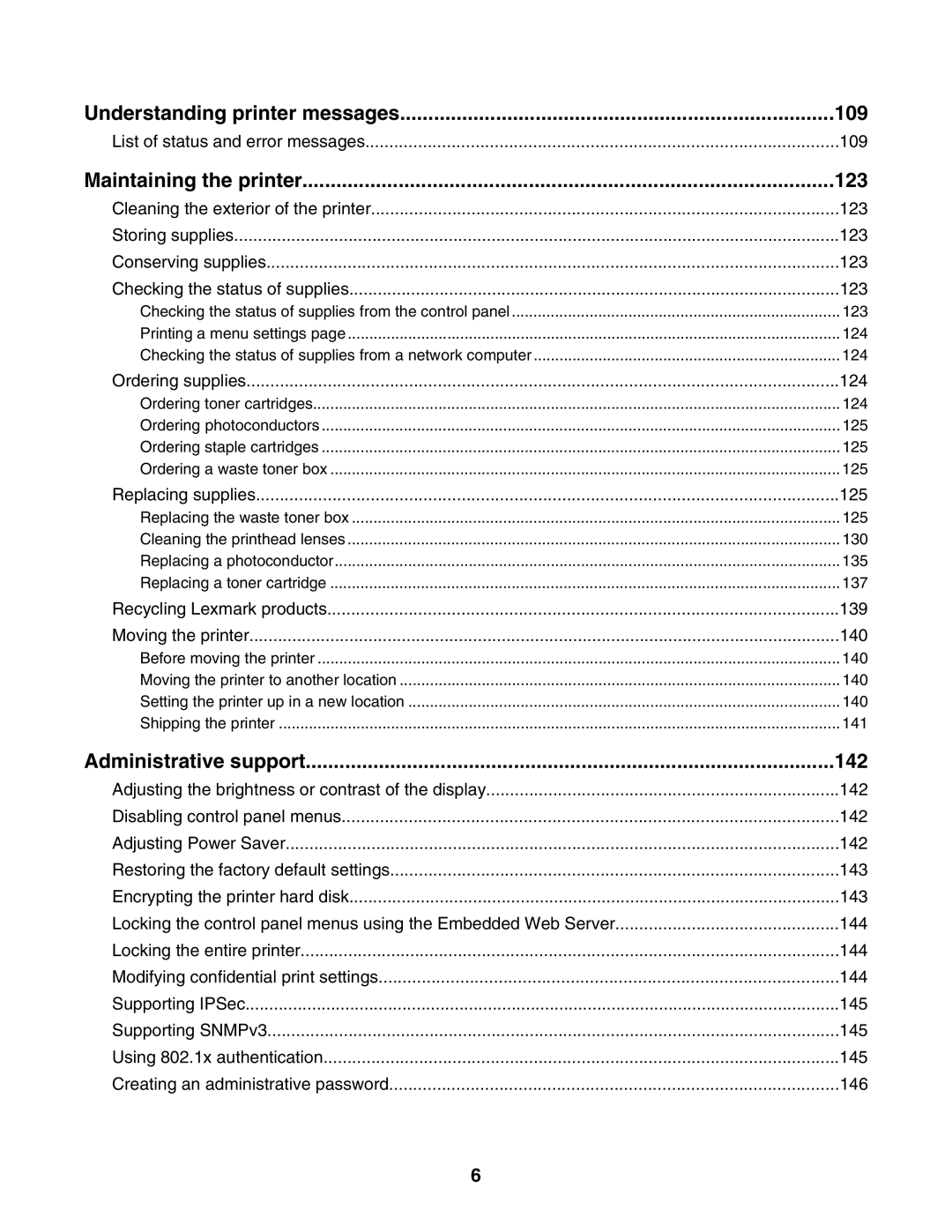 Lexmark C935 manual Maintaining the printer, Administrative support 