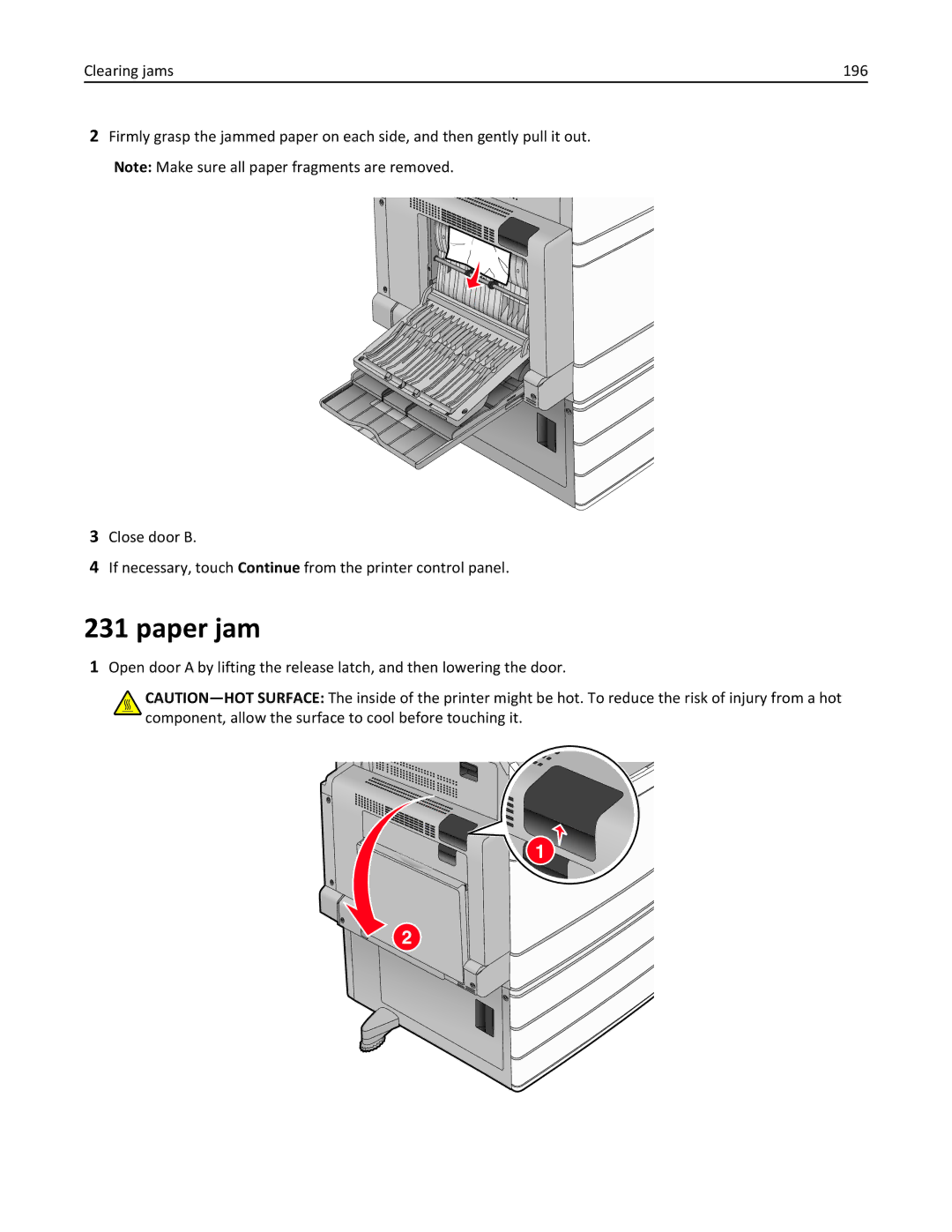 Lexmark C950 manual Paper jam 