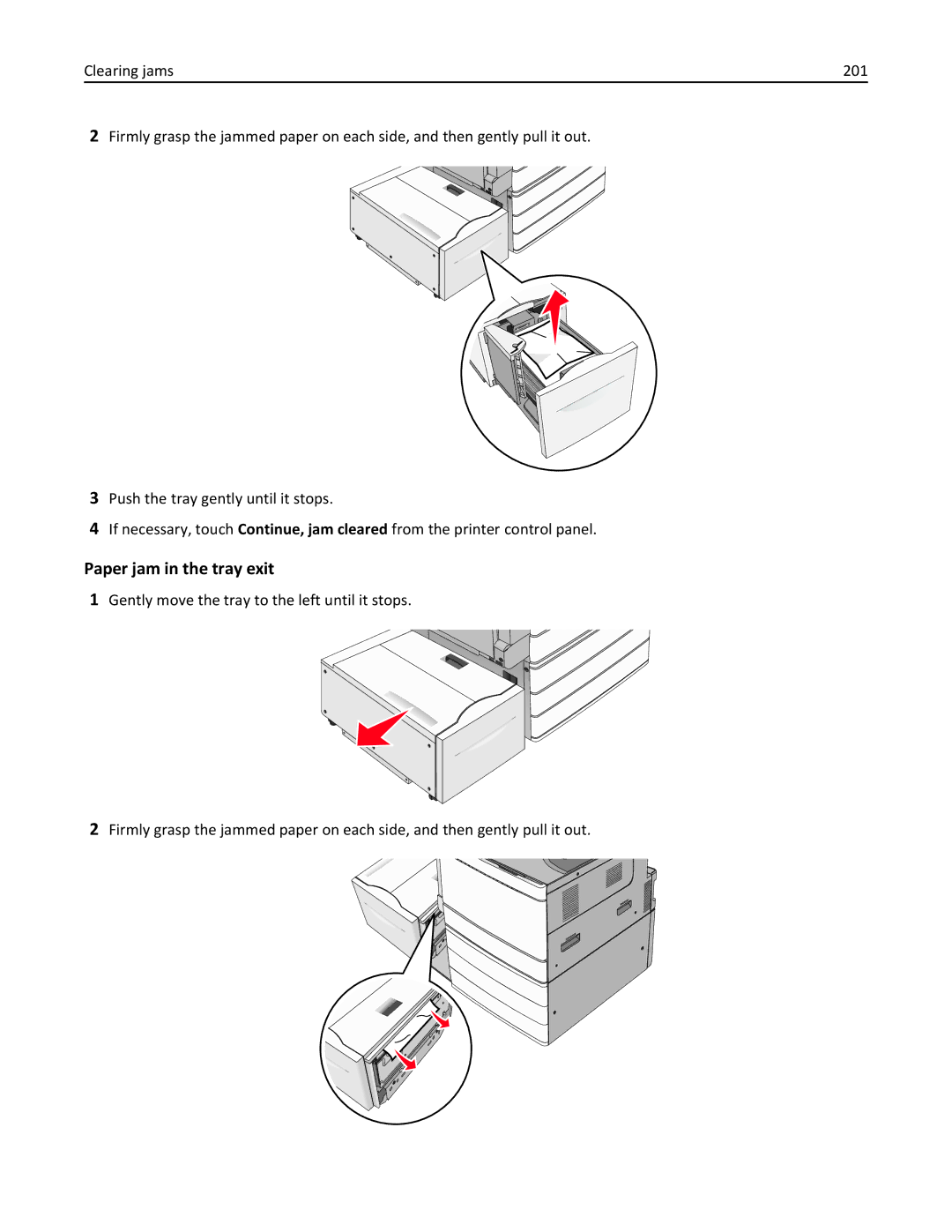 Lexmark C950 manual Paper jam in the tray exit 