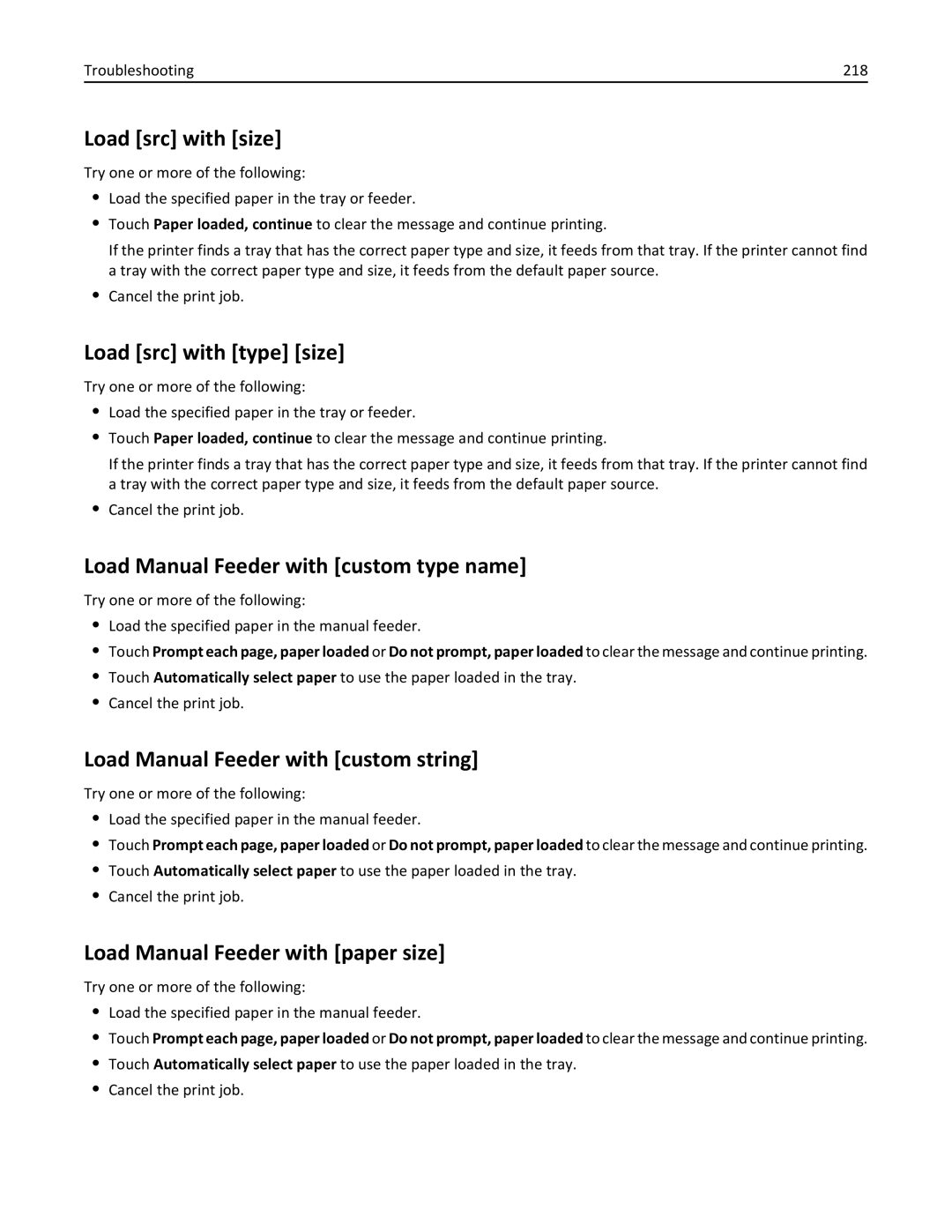 Lexmark C950 manual Load src with size, Load src with type size, Load Manual Feeder with custom type name 