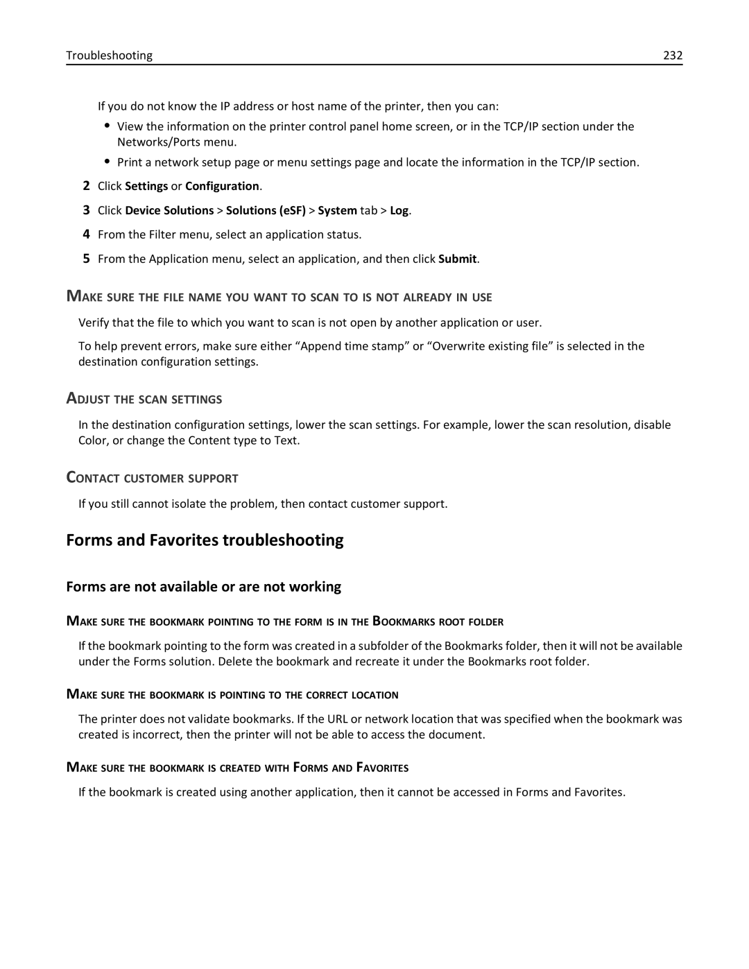 Lexmark C950 Forms and Favorites troubleshooting, Forms are not available or are not working, Adjust the Scan Settings 