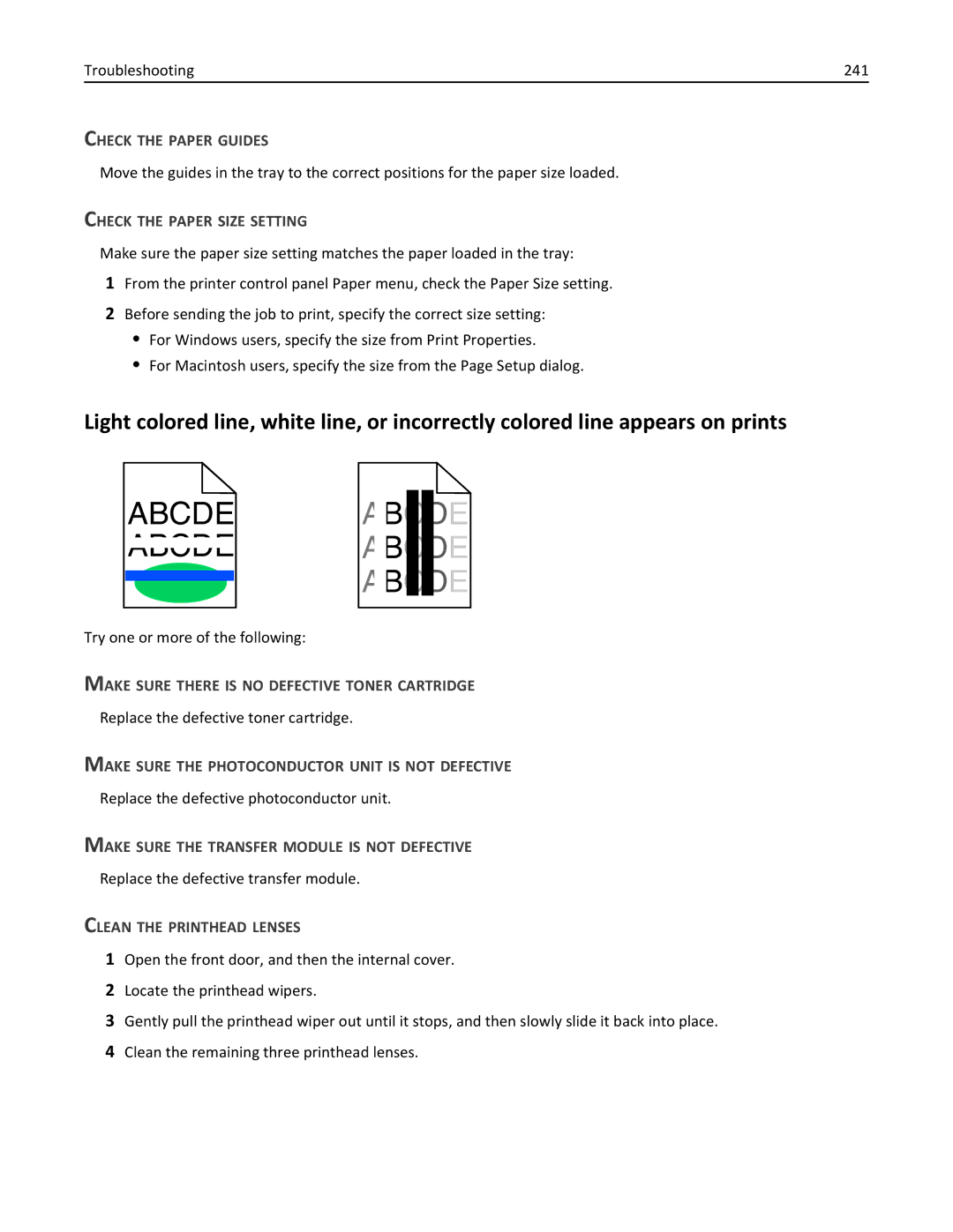 Lexmark C950 manual Make Sure There is no Defective Toner Cartridge, Make Sure the Transfer Module is not Defective 