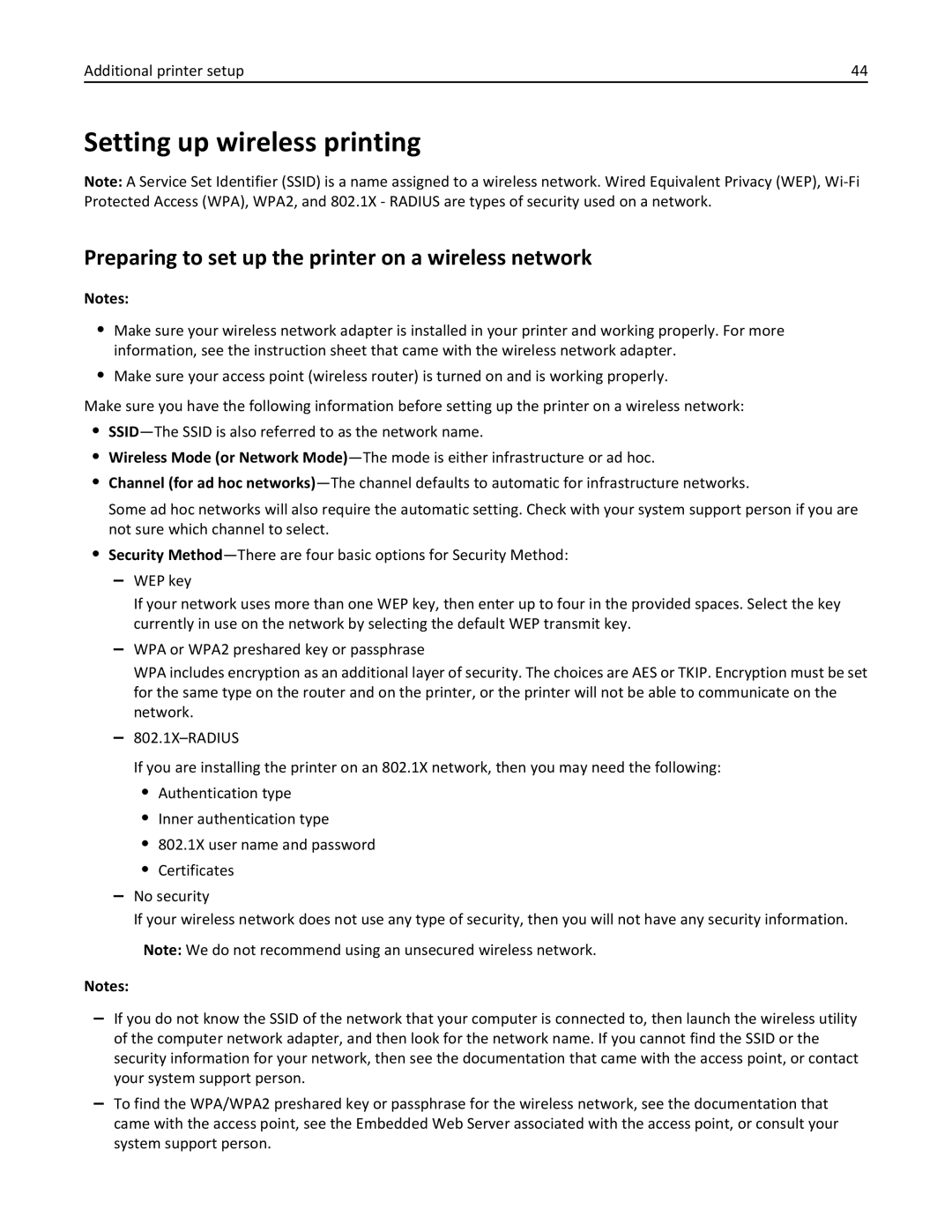 Lexmark C950 manual Setting up wireless printing, Preparing to set up the printer on a wireless network 