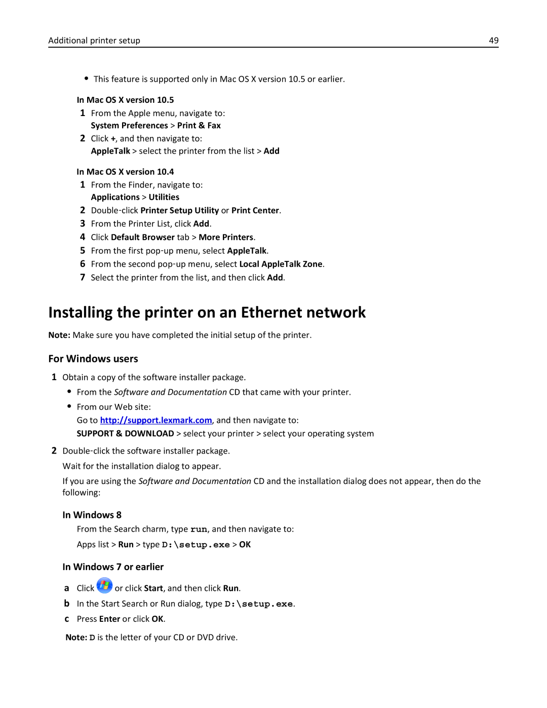 Lexmark C950 manual Installing the printer on an Ethernet network, From the Printer List, click Add 