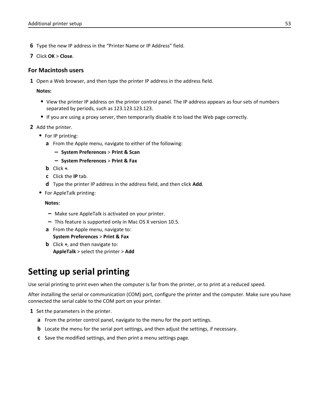 Lexmark C950 manual Setting up serial printing, For Macintosh users 