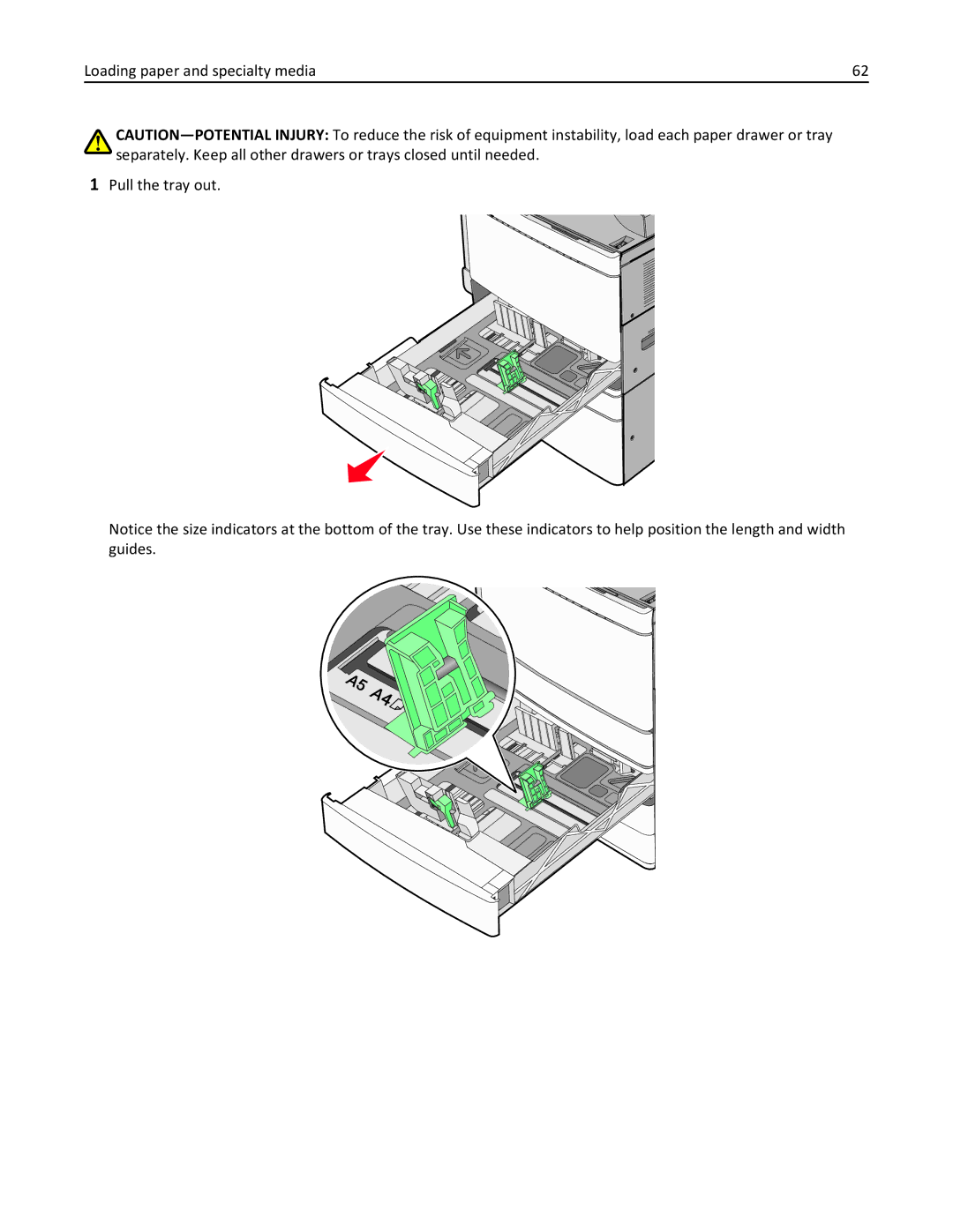 Lexmark C950 manual Loading paper and specialty media Pull the tray out 