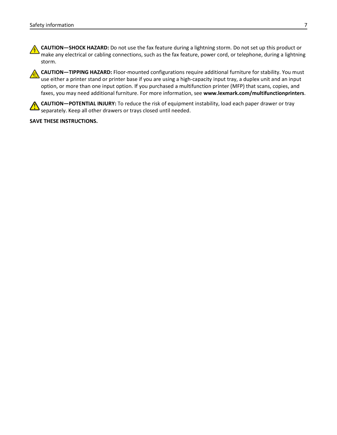 Lexmark C950 manual Safety information 