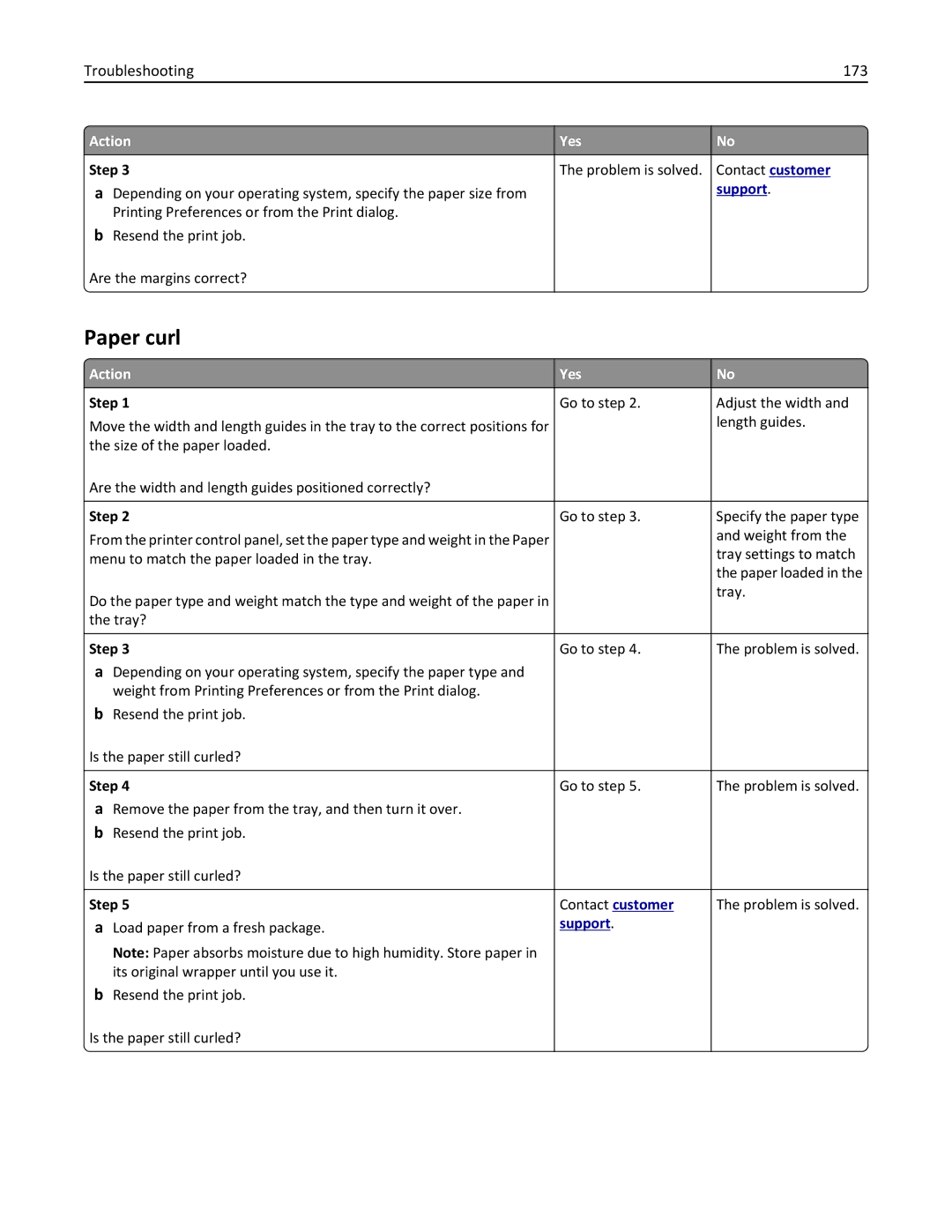 Lexmark CS410 manual Paper curl, Troubleshooting 173 