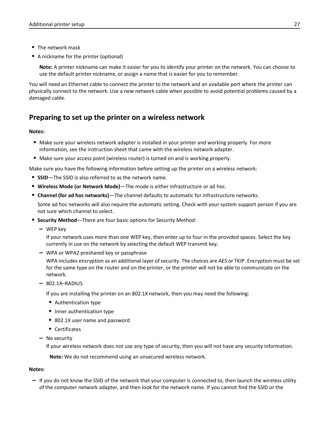 Lexmark CS410 manual Preparing to set up the printer on a wireless network 