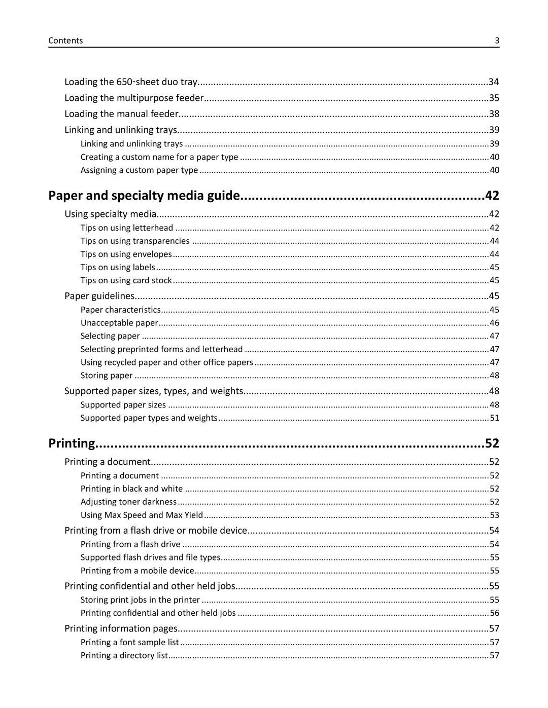 Lexmark CS410 manual Paper and specialty media guide, Printing 