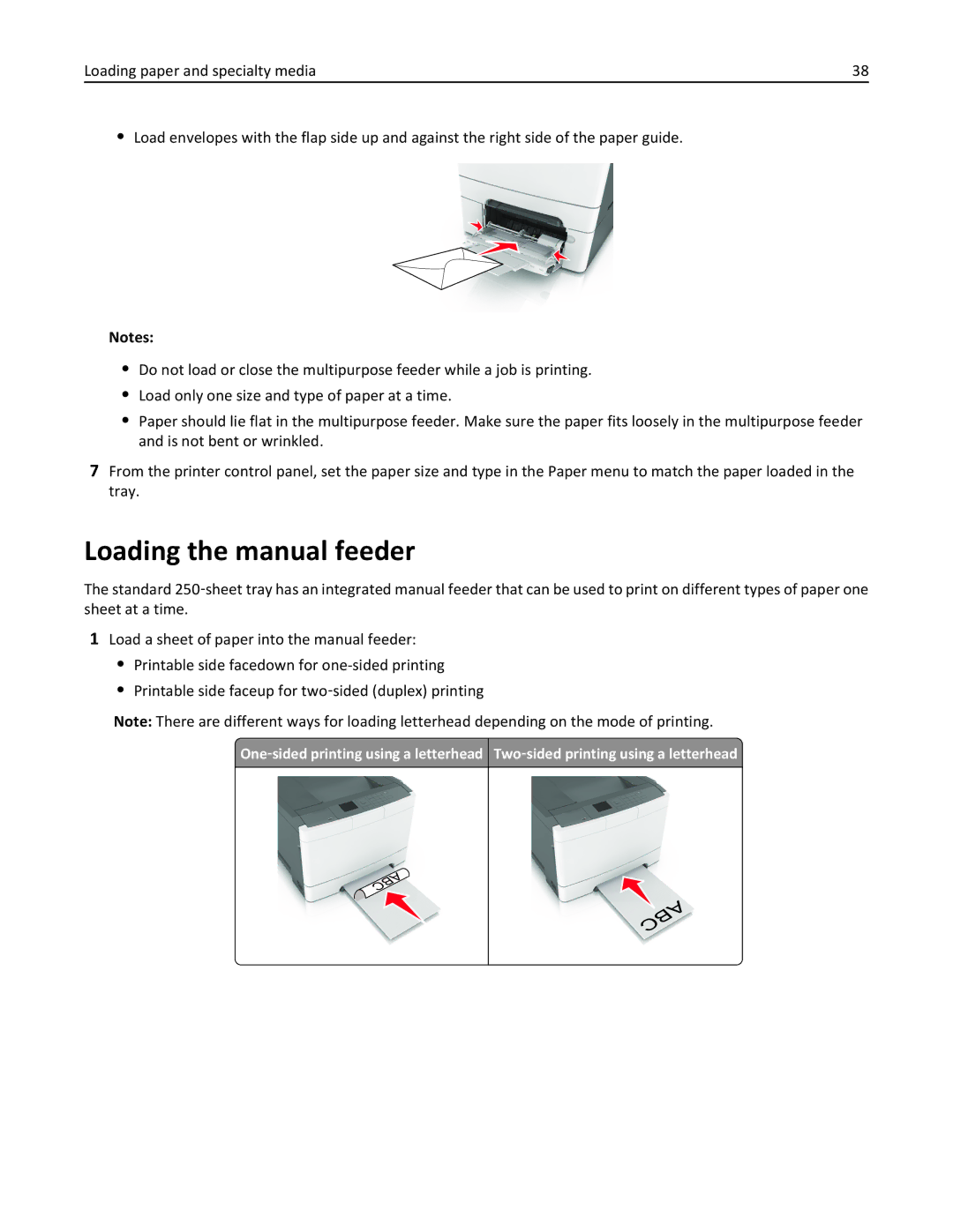 Lexmark CS410 Loading the manual feeder 