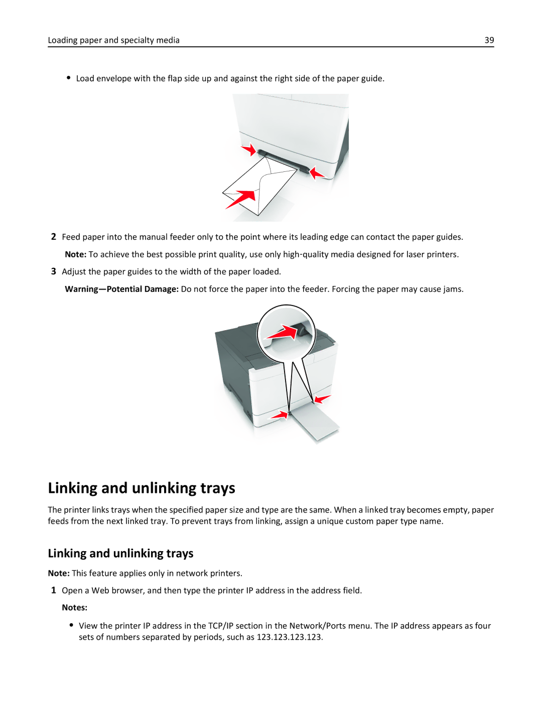 Lexmark CS410 manual Linking and unlinking trays 