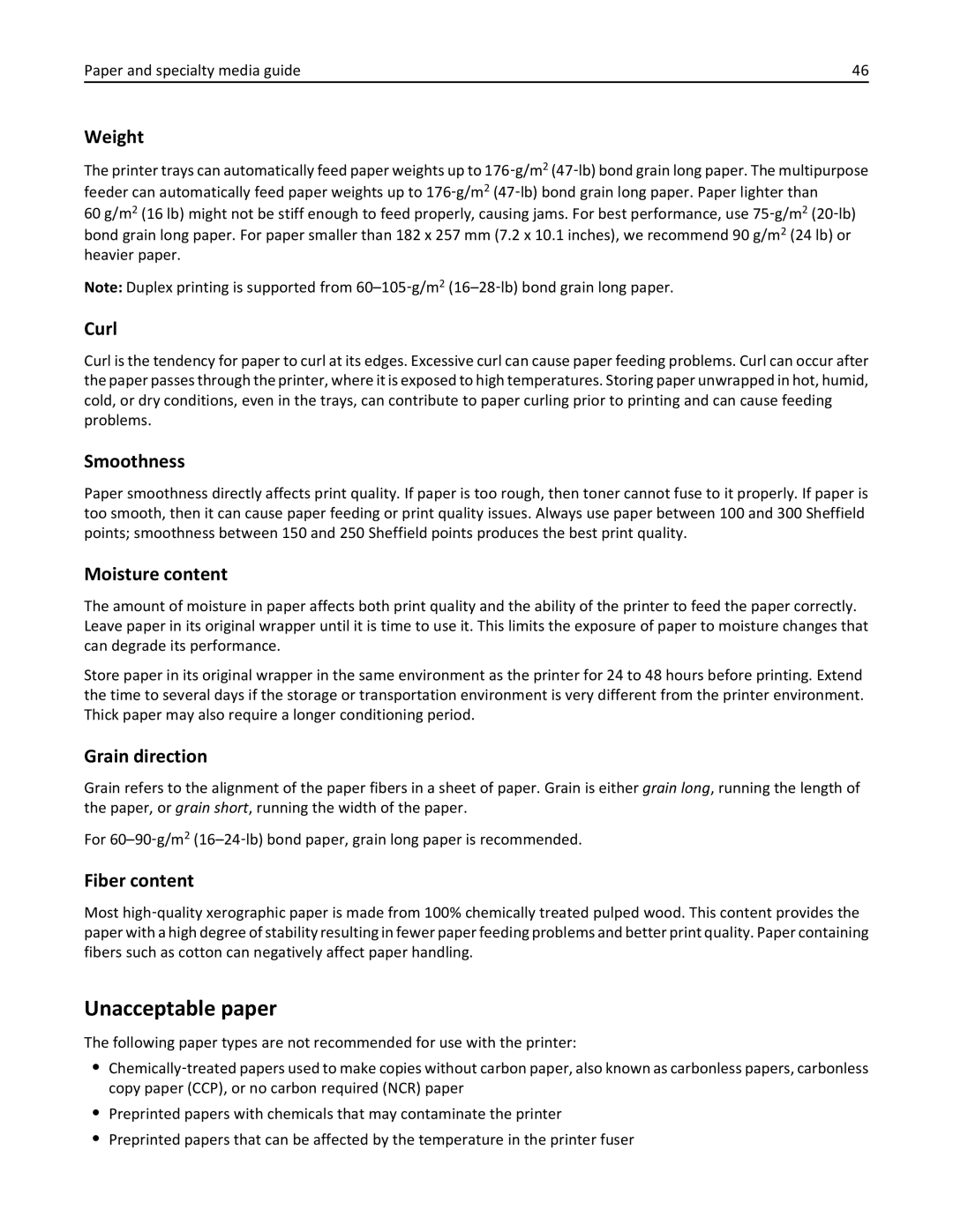 Lexmark CS410 manual Unacceptable paper 