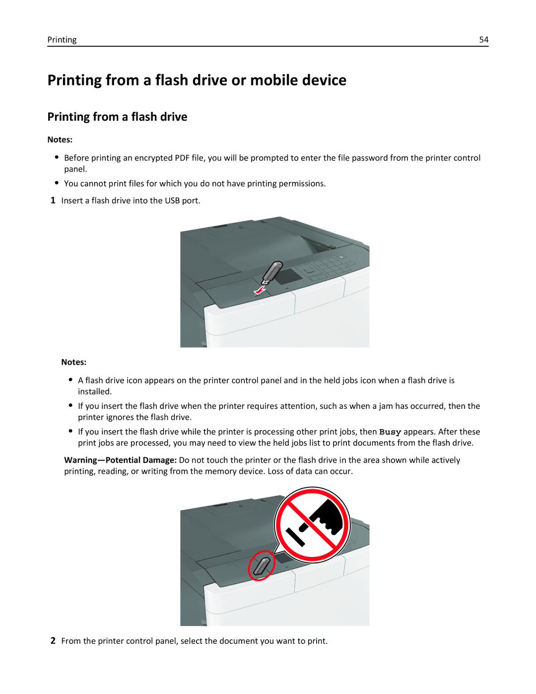 Lexmark CS410 manual Printing from a flash drive or mobile device 