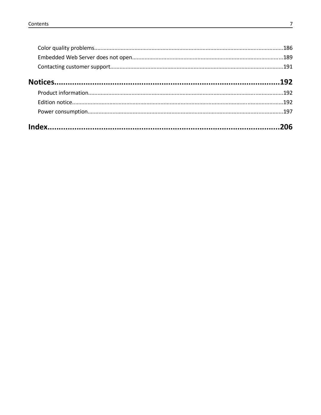 Lexmark CS410 manual 192, Index 206 