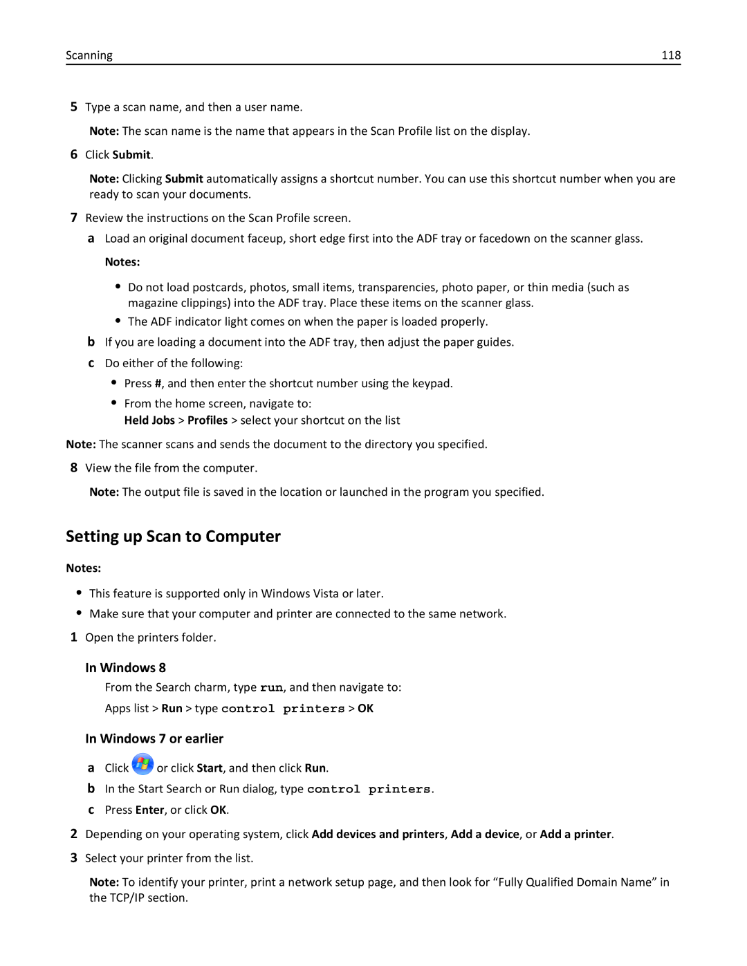 Lexmark CX410 manual Setting up Scan to Computer, Windows 