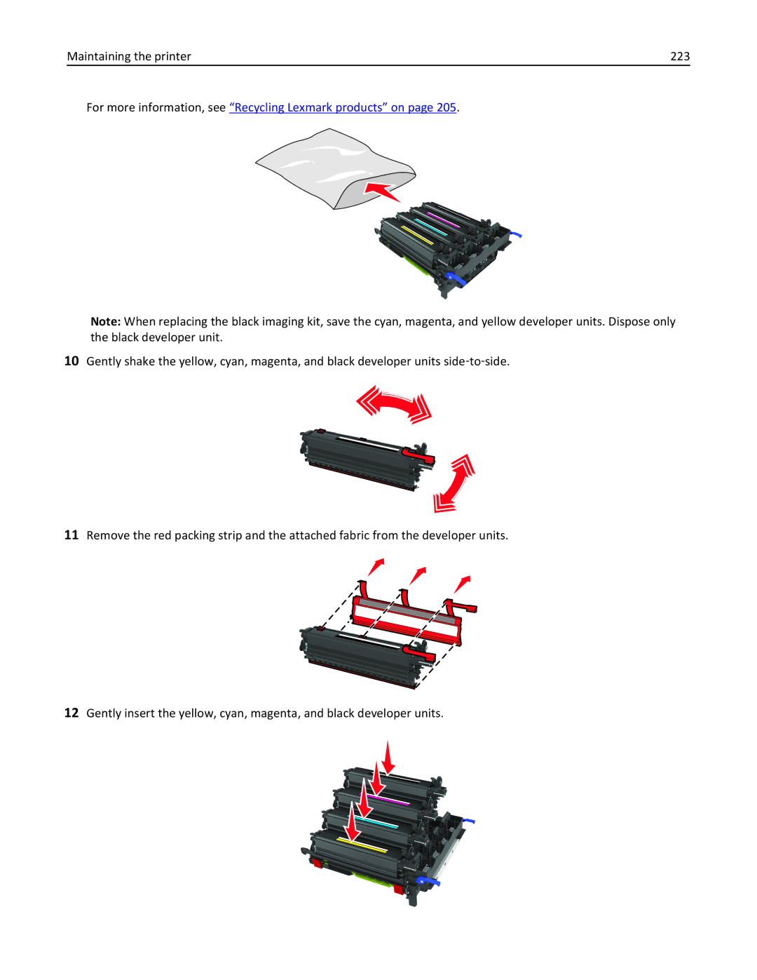 Lexmark CX410 manual Maintaining the printer 223 