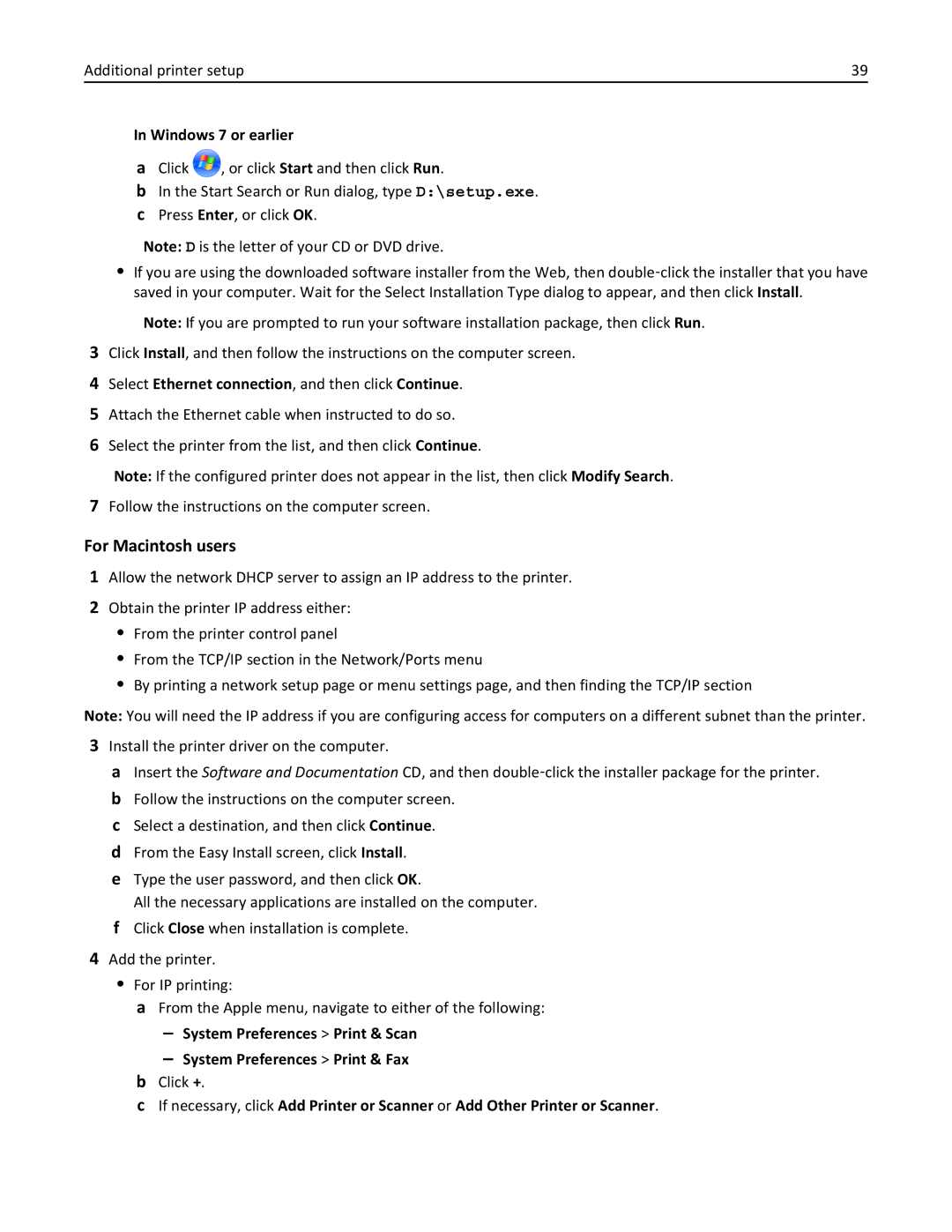 Lexmark CX410 manual For Macintosh users, Select Ethernet connection, and then click Continue, Click + 