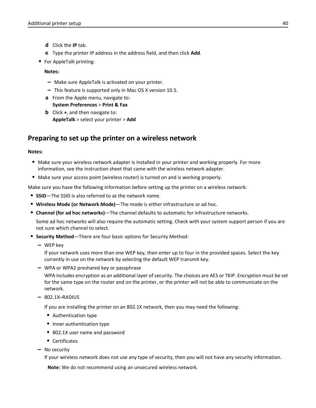 Lexmark CX410 manual Preparing to set up the printer on a wireless network 