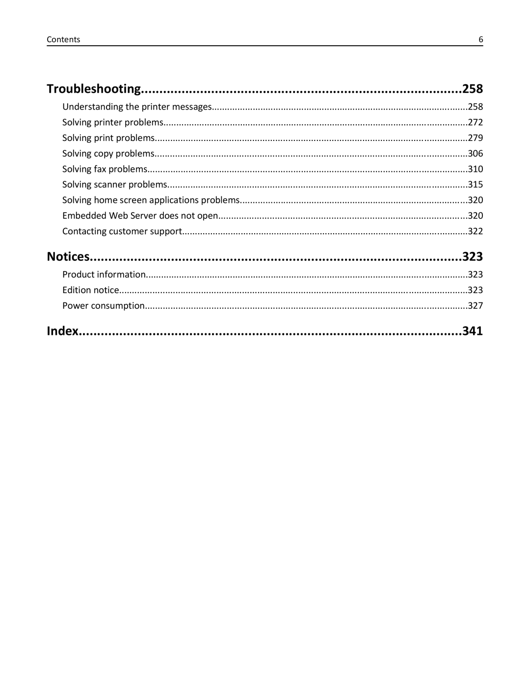 Lexmark CX410 manual Troubleshooting 258, 323, Index 341 