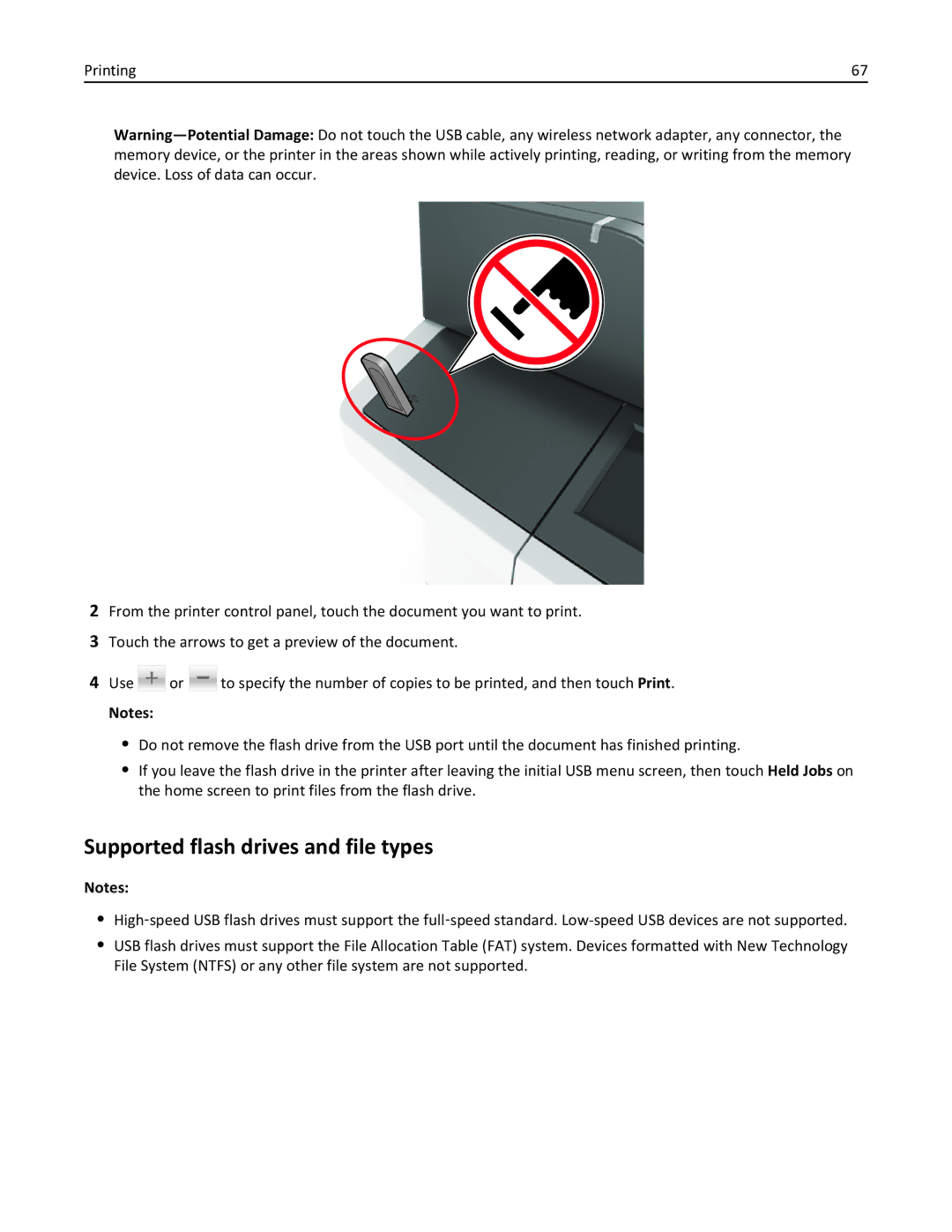 Lexmark CX410 manual Supported flash drives and file types 