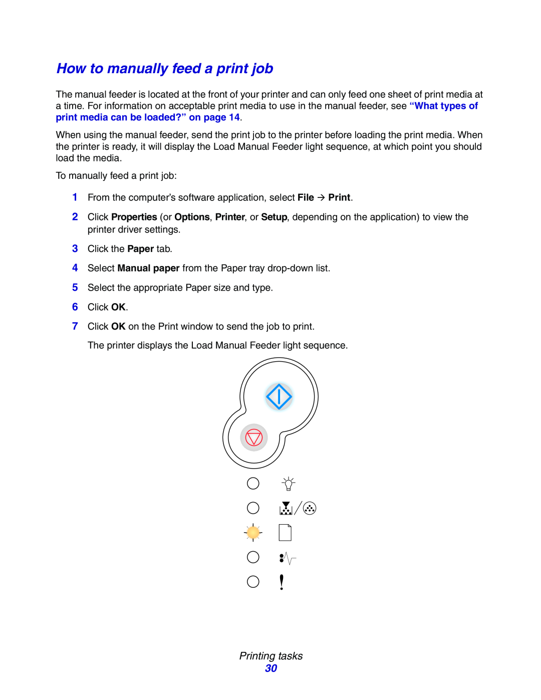 Lexmark E234N How to manually feed a print job, Printing tasks 