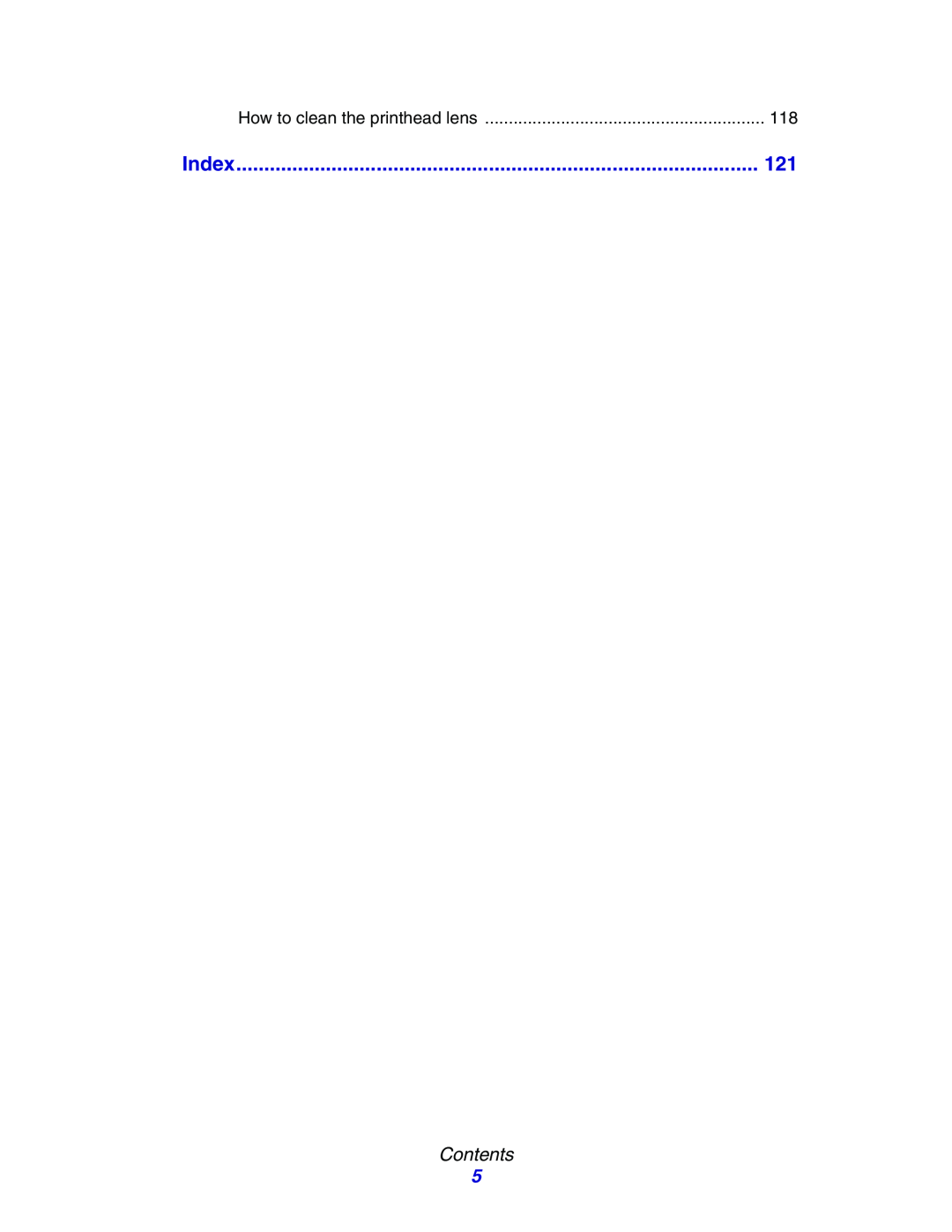 Lexmark E234N manual Contents, How to clean the printhead lens, Index 