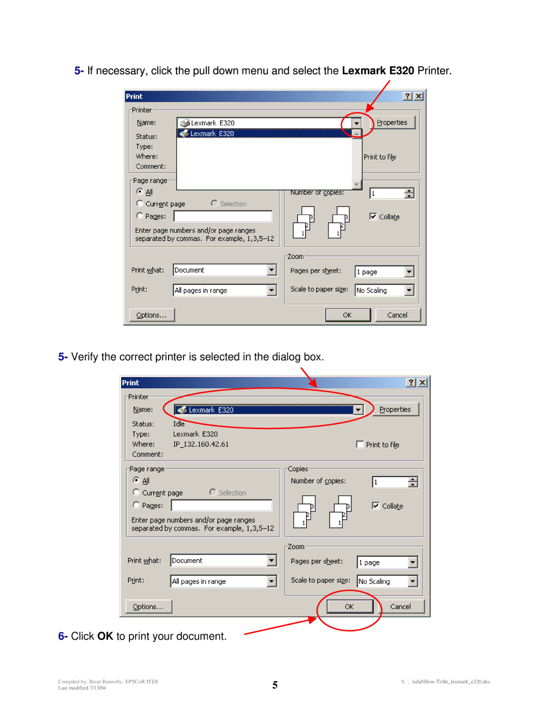 Lexmark E320 manual Compiled by Brent Runnells, EPSCoR-ITER 