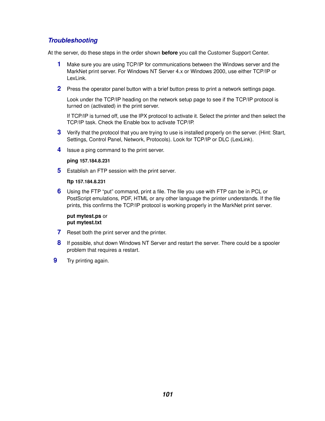 Lexmark E320/E322 manual 101 