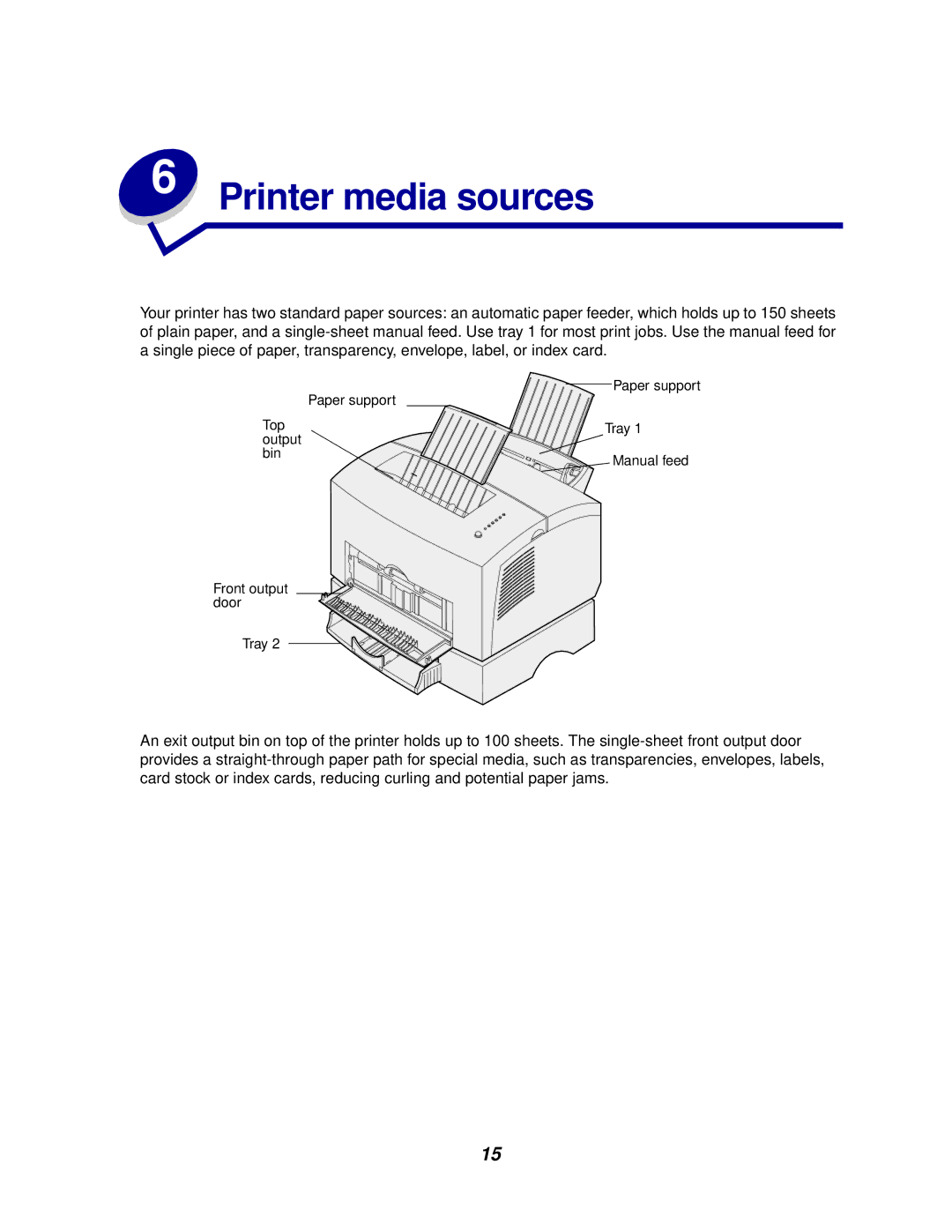 Lexmark E320/E322 manual Printer media sources 