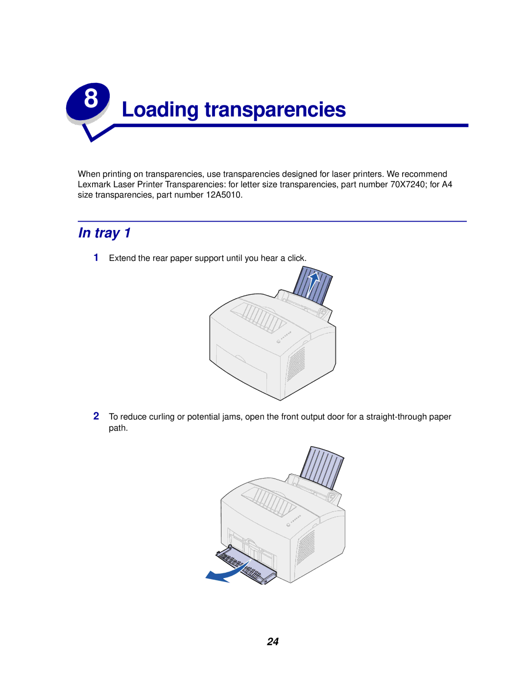 Lexmark E320/E322 manual Loading transparencies 