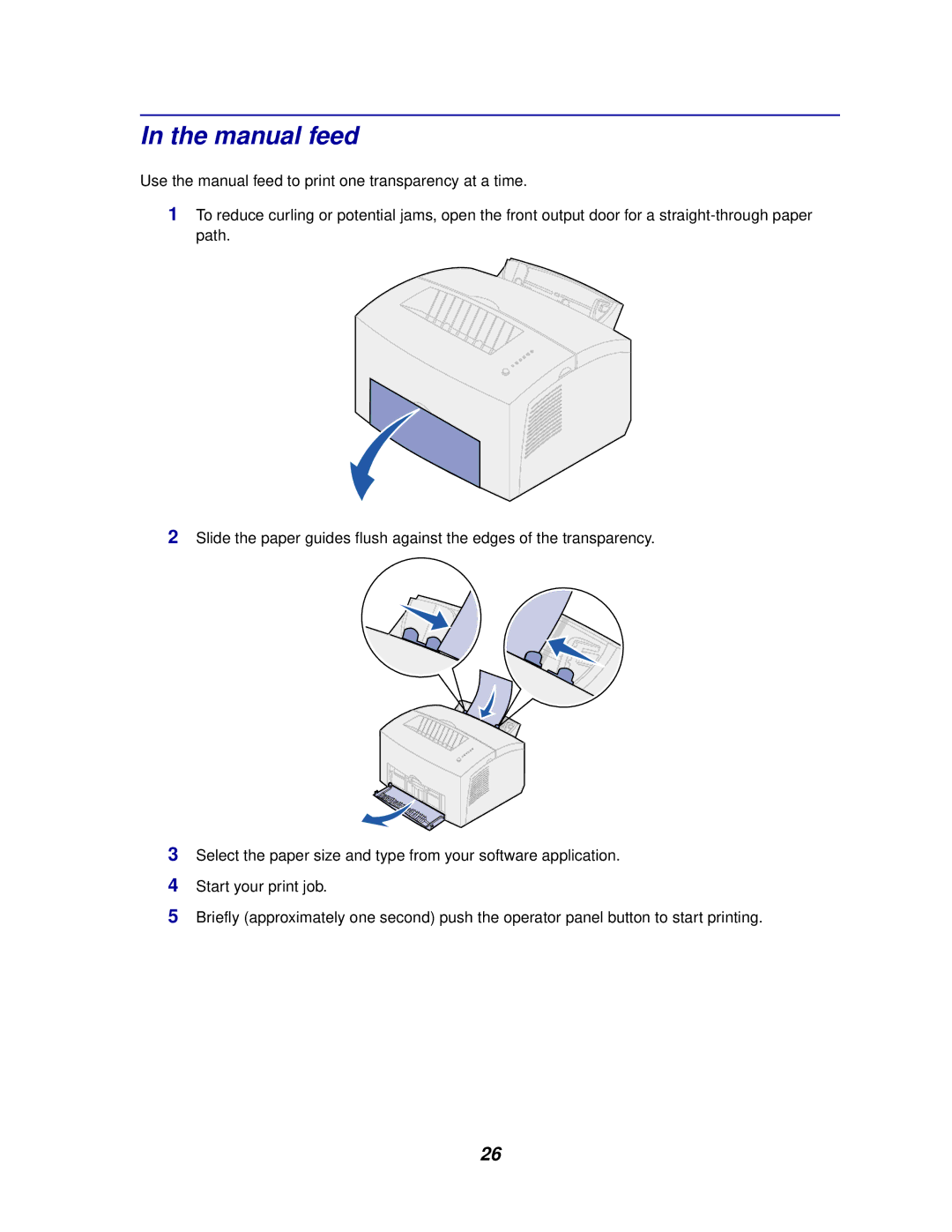 Lexmark E320/E322 manual Manual feed 