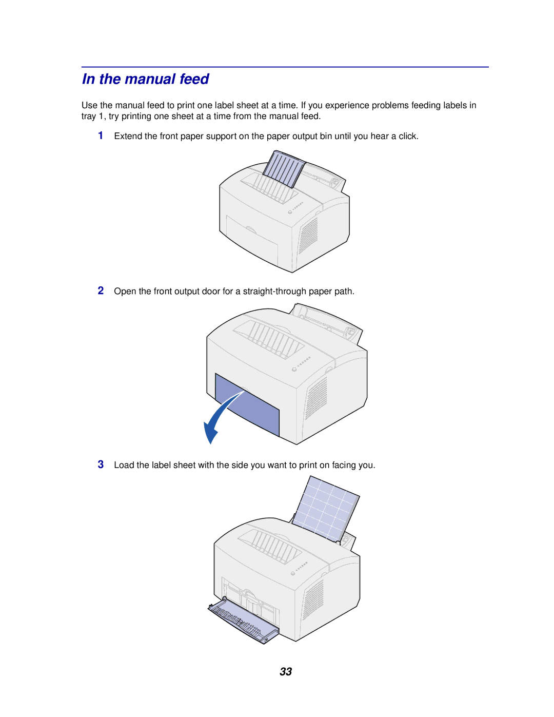 Lexmark E320/E322 manual Manual feed 