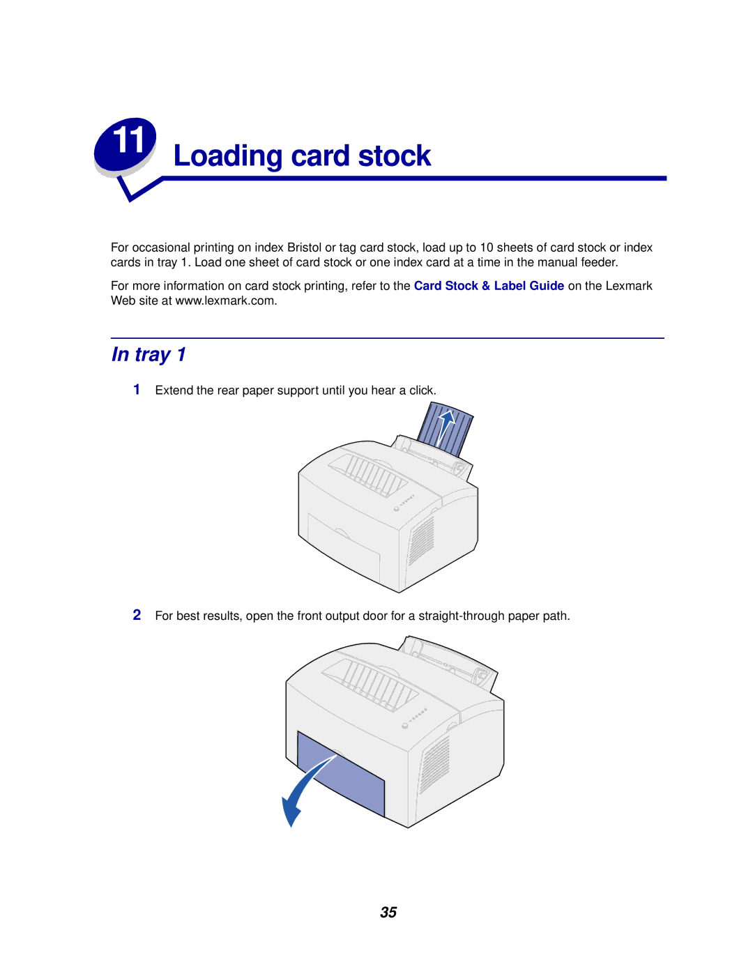 Lexmark E320/E322 manual Loading card stock, Tray 