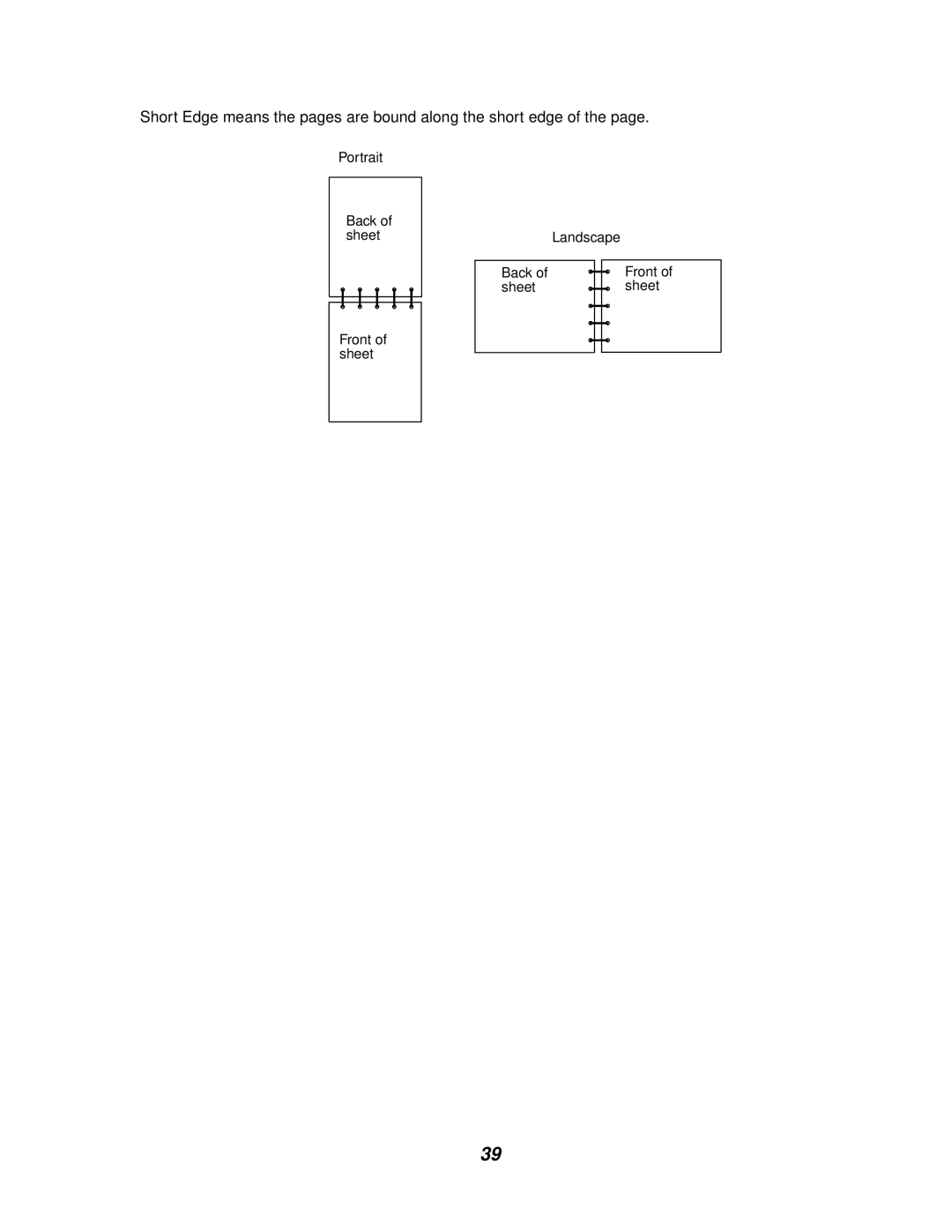 Lexmark E320/E322 manual Short Edge means the pages are bound along the short edge 