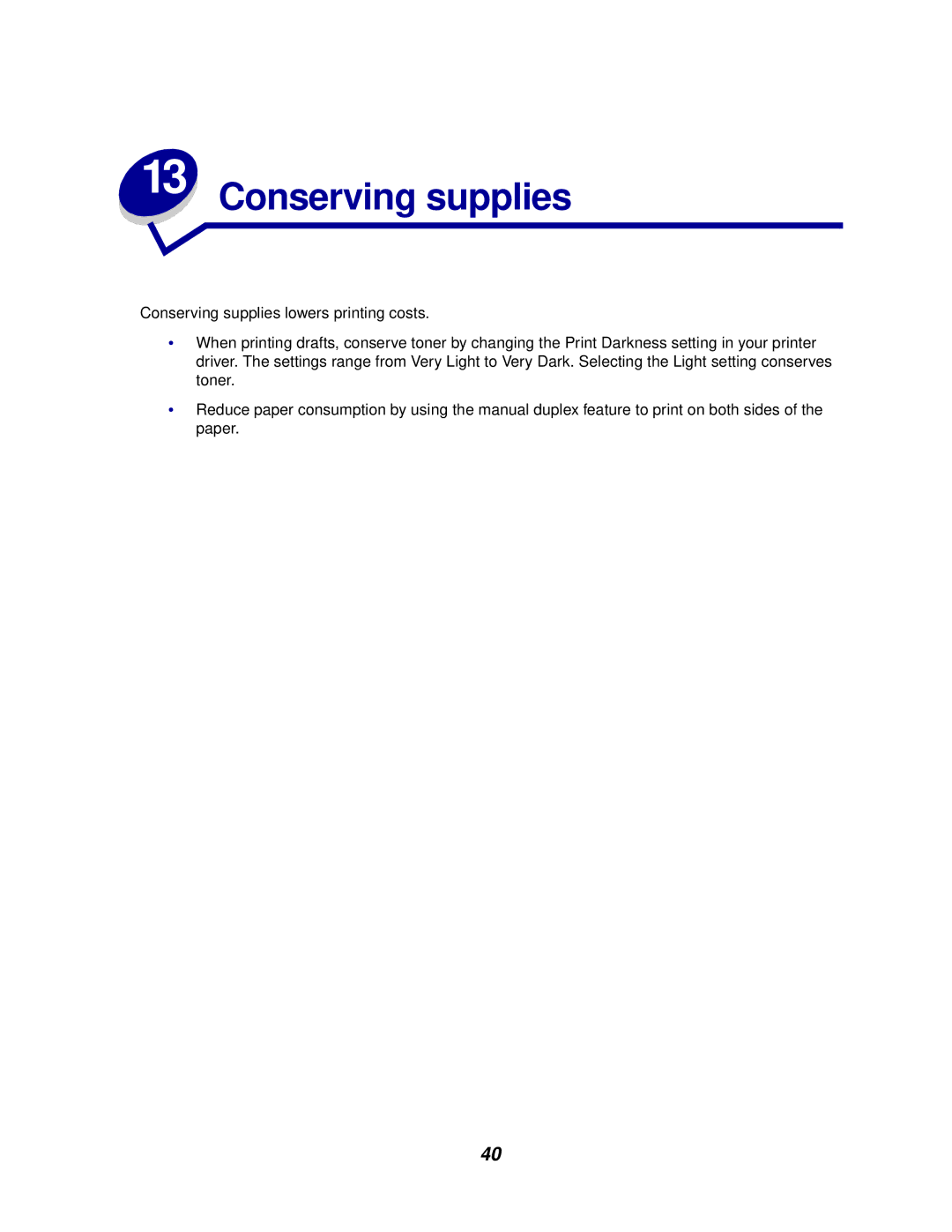 Lexmark E320/E322 manual Conserving supplies 