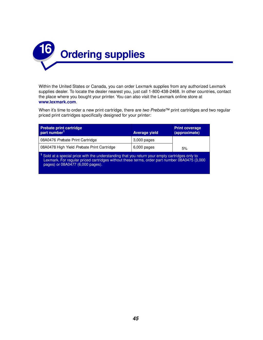 Lexmark E320/E322 manual Ordering supplies 