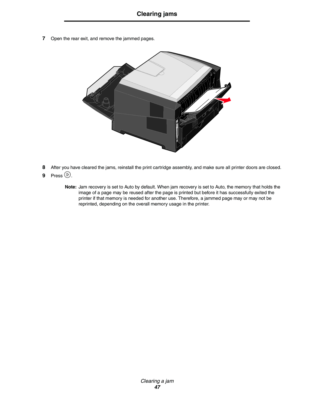 Lexmark E352DN manual Clearing jams 