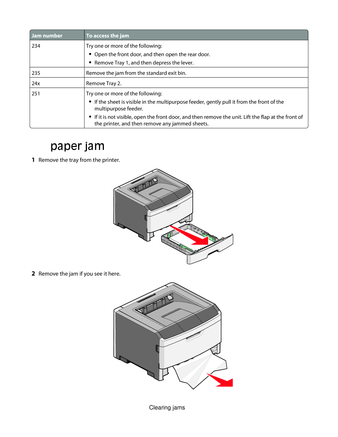 Lexmark E460dw, E462dtn manual Paper jam, 126 