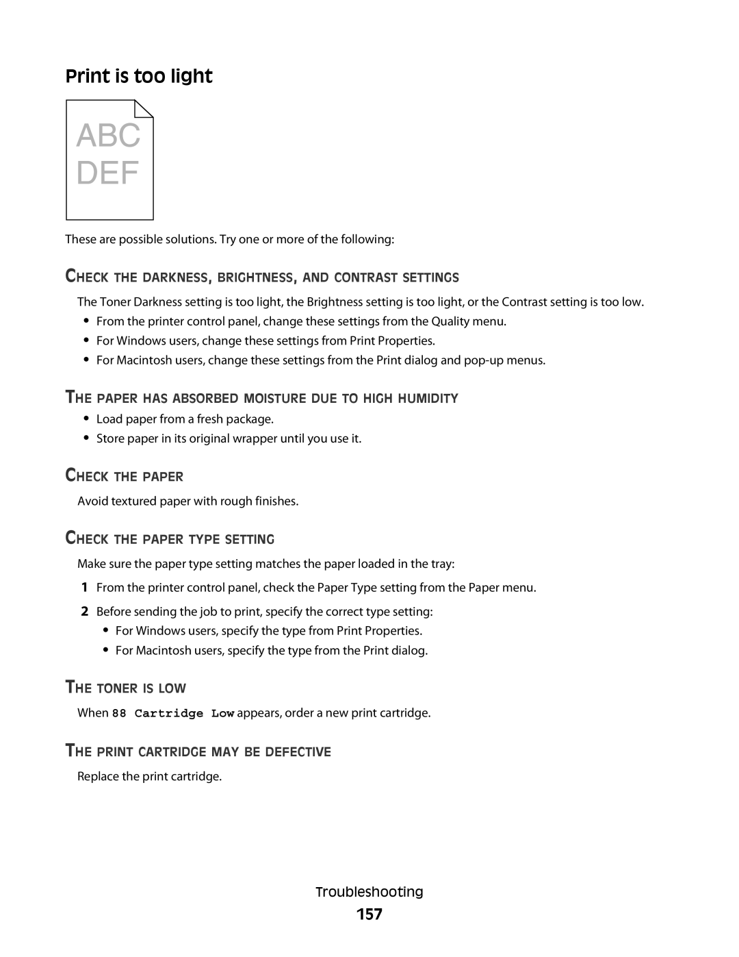Lexmark E462dtn, E460dw manual Print is too light, 157 