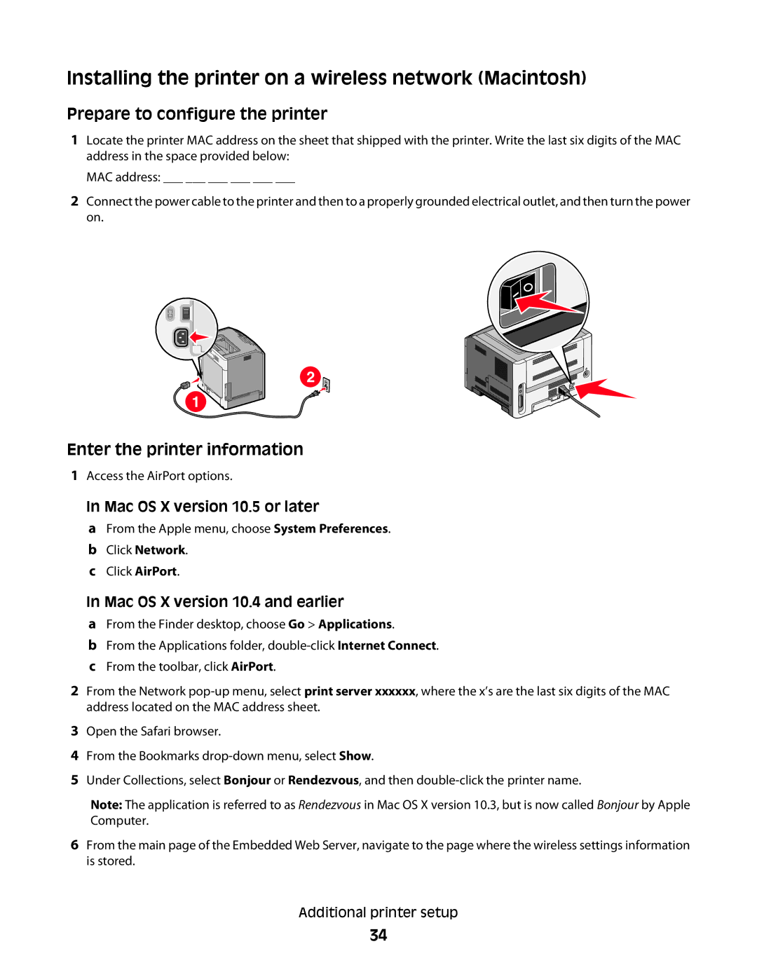 Lexmark E460dw, E462dtn manual Installing the printer on a wireless network Macintosh, Prepare to configure the printer 