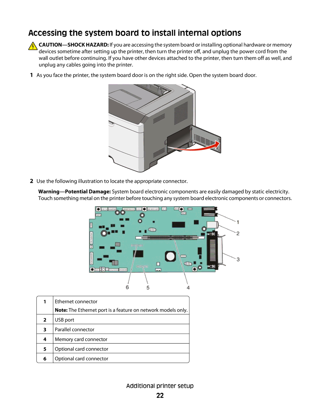 Lexmark E460dw manual Accessing the system board to install internal options 