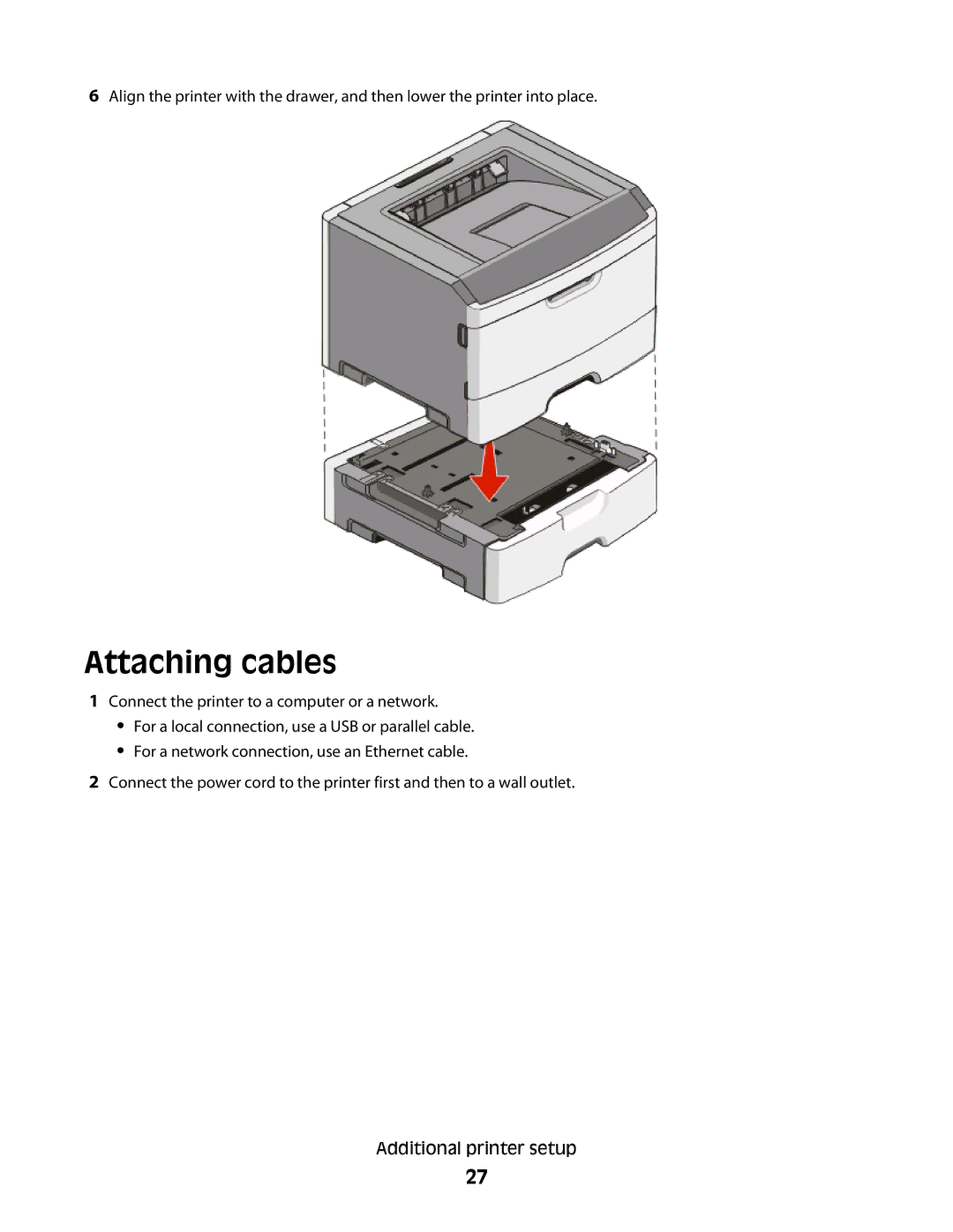 Lexmark E460dw manual Attaching cables 