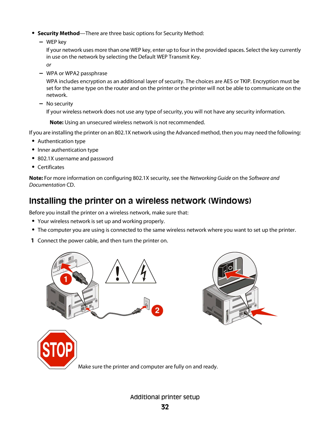 Lexmark E460dw manual Installing the printer on a wireless network Windows 