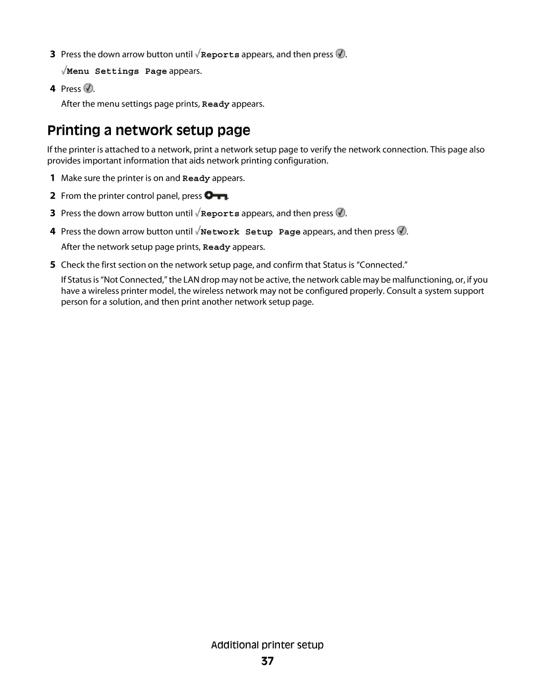 Lexmark E460dw manual Printing a network setup 