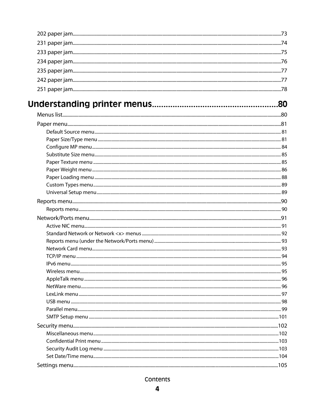 Lexmark E460dw manual Understanding printer menus 